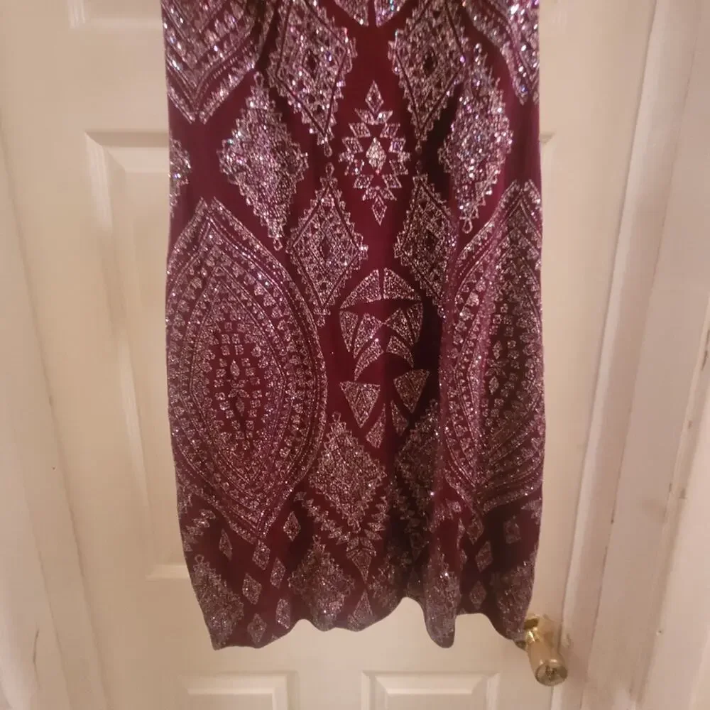 Vtg Y2K  Womens Speechless Sparkly Burgundy Sleeveless Dress Party Dance Size 7